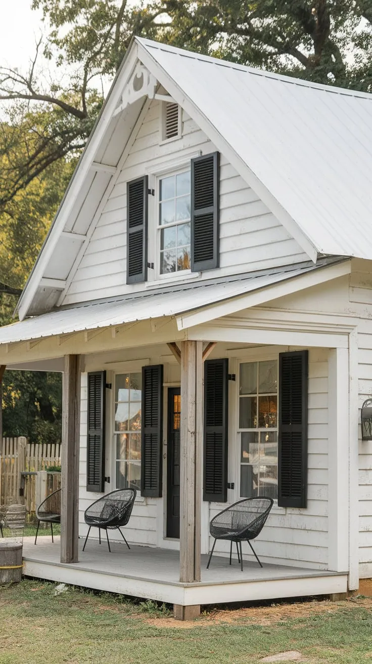 Charming White Farmhouse with Rustic Porch