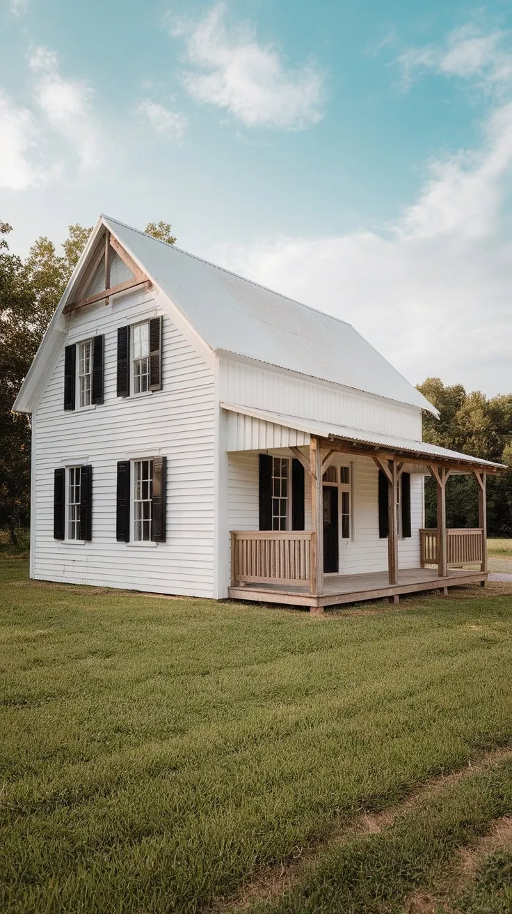 Serene White Farmhouse Embraced by Nature's Beauty