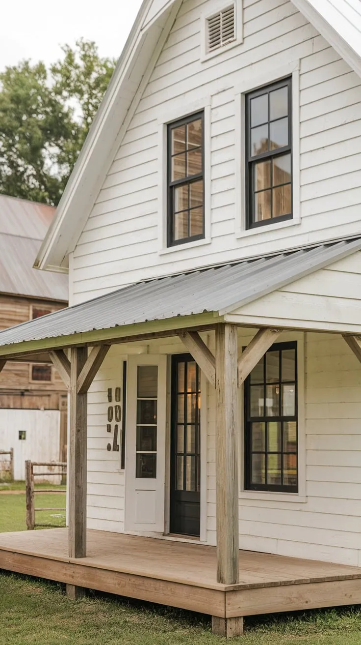 Cozy White Farmhouse and Its Inviting Porch