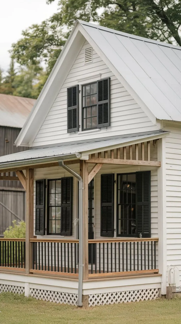 Charming White Farmhouse with Rustic Porch