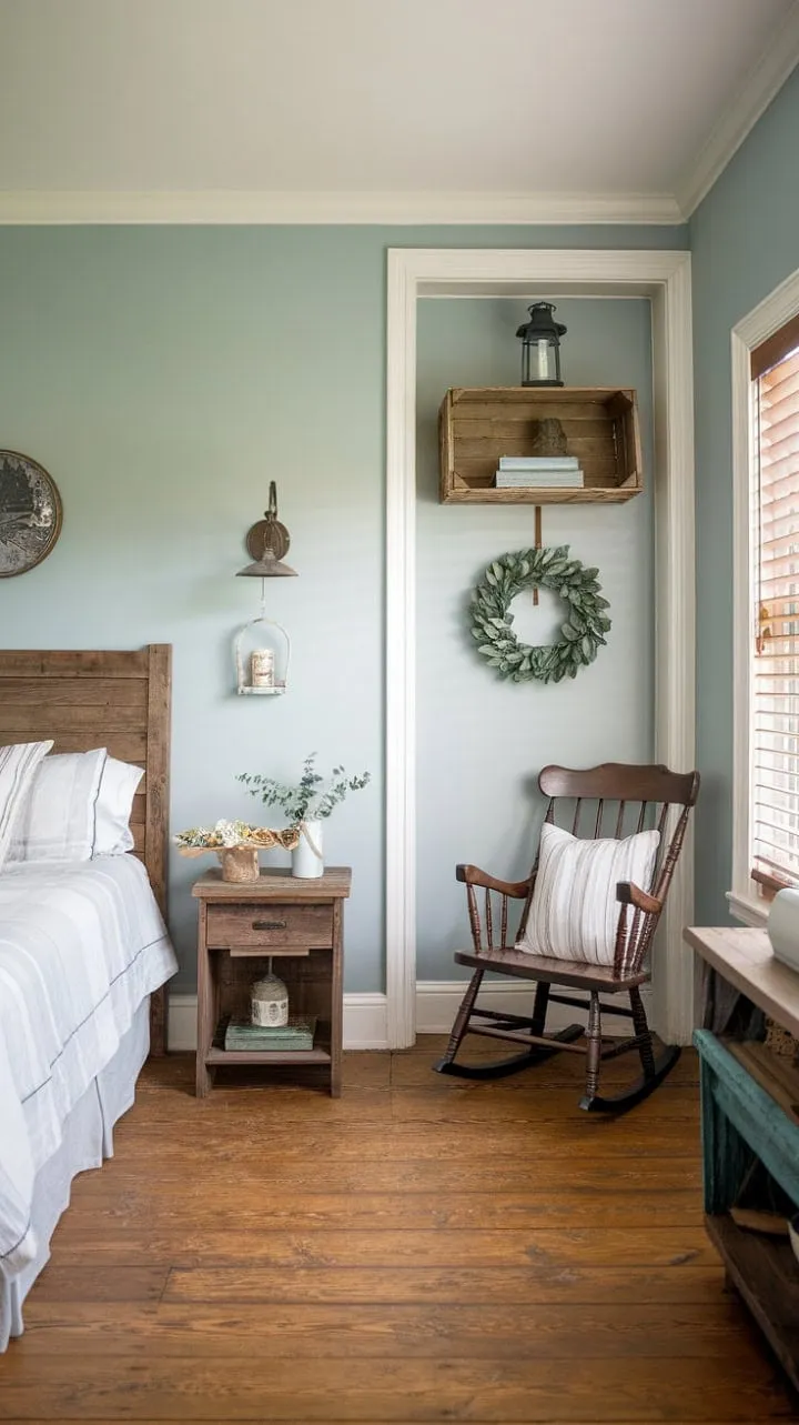 Discover tranquility in this charming guest bedroom, where rustic elegance meets cozy comfort, inviting you to wake up refreshed and ready for adventure.