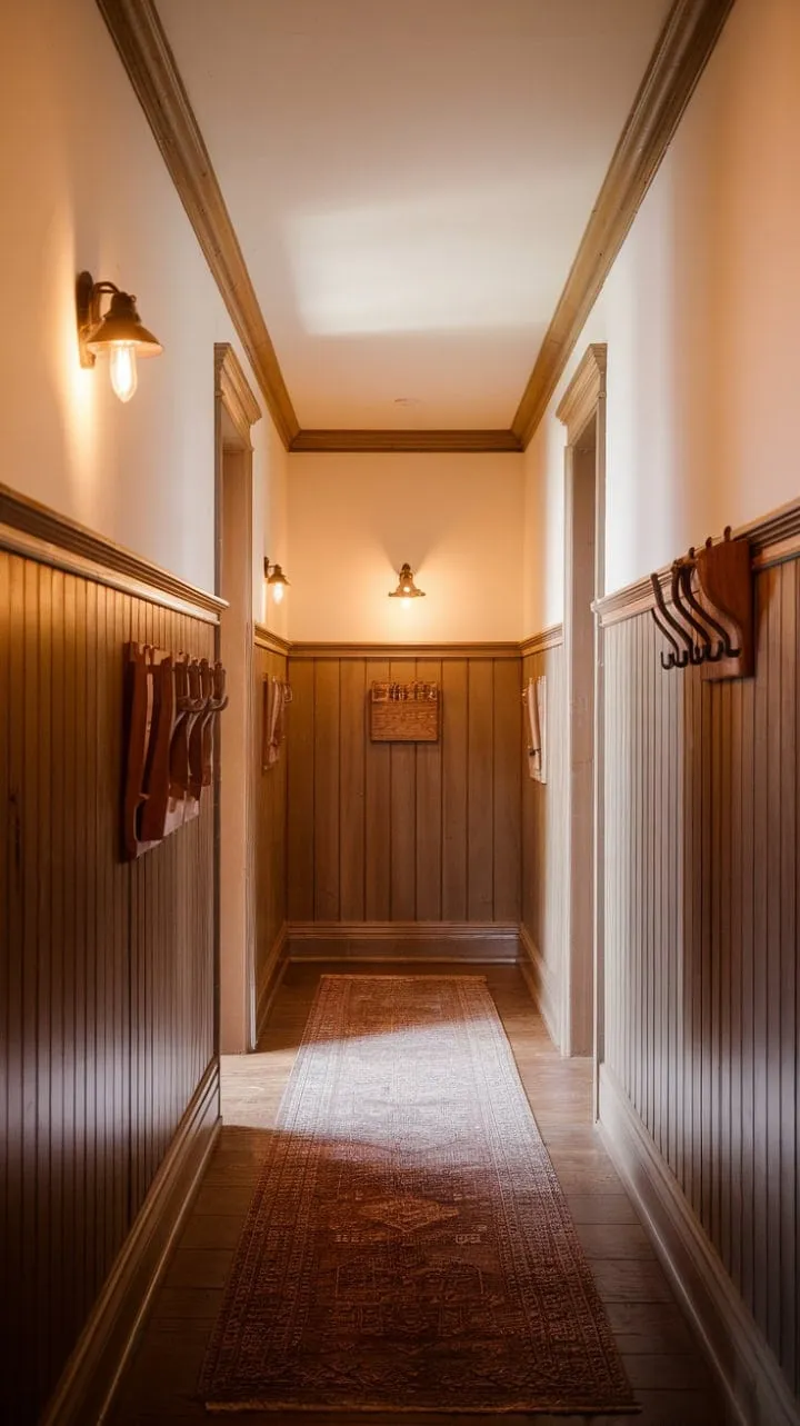 The hallway's refined simplicity and timeless design create a serene sanctuary that invites tranquility.
