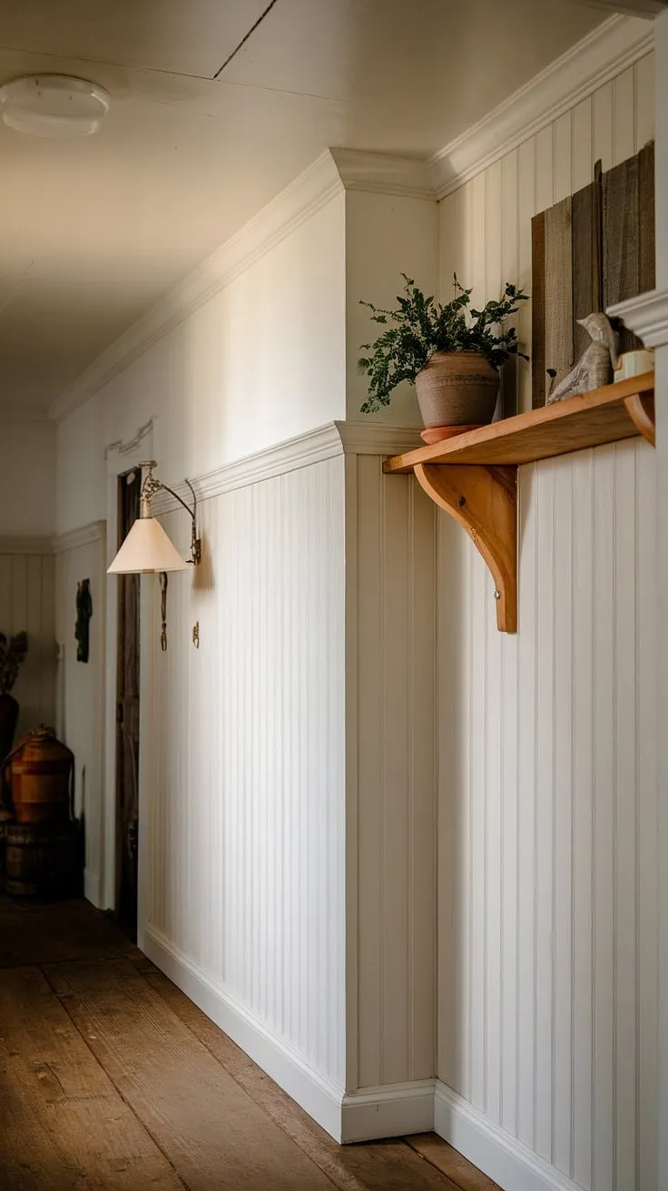 Stepping into this hallway is like stepping back in time. The high paneling and detailed molding whisper tales of generations past, while the soft light and carefully chosen accents create a modern sense of warmth and comfort. A perfect blend of old and new.