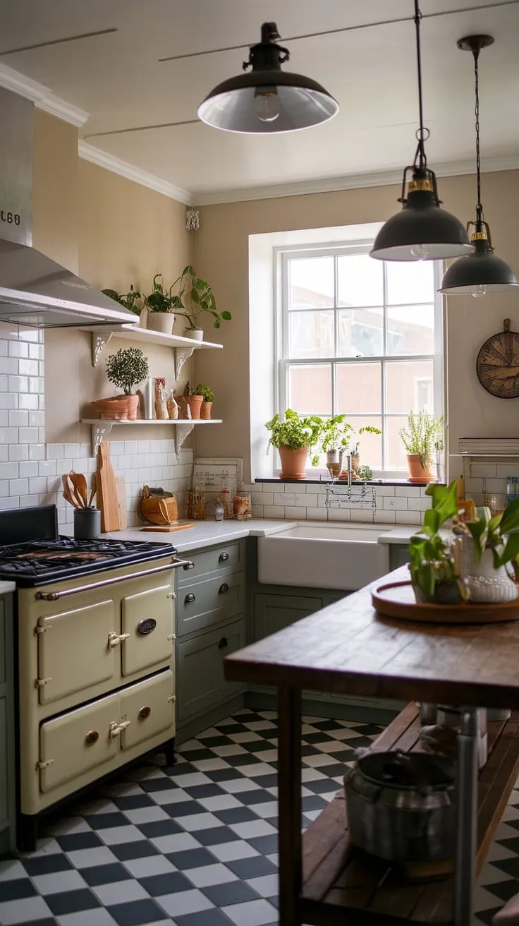 This small modern farmhouse kitchen shines thanks to the perfect blend of farmhouse kitchen lighting.  The industrial kitchen ideas are subtly incorporated, and the farmhouse lights above the island provide the ideal kitchen island lighting ideas, creating a warm and inviting atmosphere.  Finding the right farmhouse kitchen lights can transform a space, and this proves it.