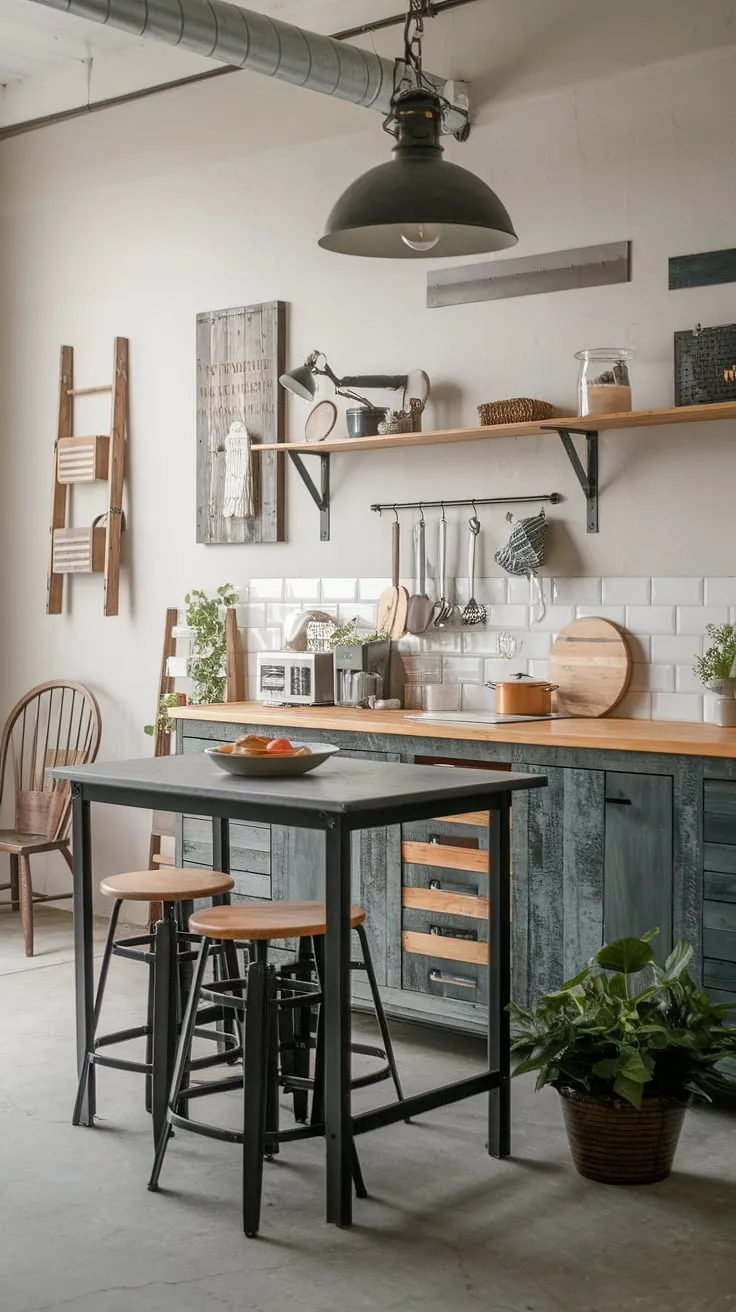This small modern farmhouse kitchen shines thanks to the perfect blend of farmhouse lights and industrial kitchen ideas.  The farmhouse kitchen lighting, specifically the choice of farmhouse kitchen lights above the island, creates a warm and inviting atmosphere.  These kitchen island lighting ideas are a masterclass in achieving both style and functionality in a farmhouse kitchen.