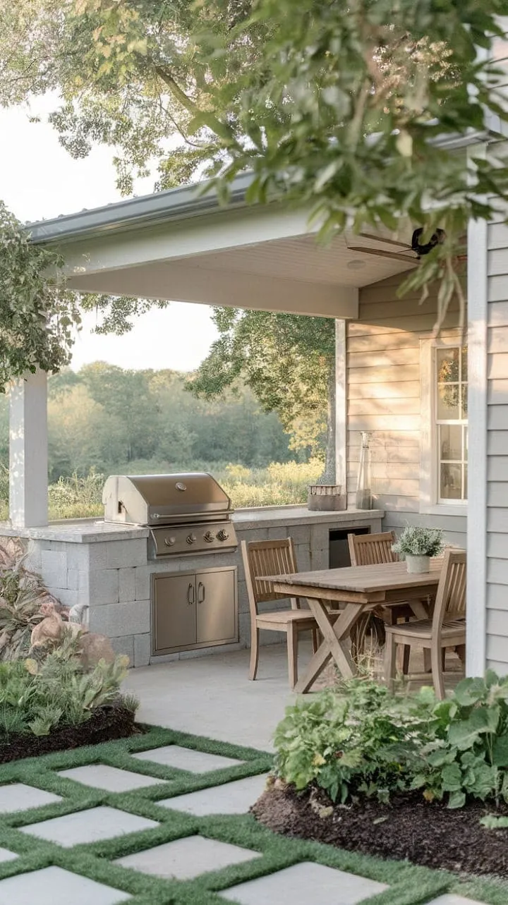 Picture enchanting evenings on a charming farmhouse patio, where the delightful aroma of grilling mingles with nature, creating the perfect backdrop for cherished memories.