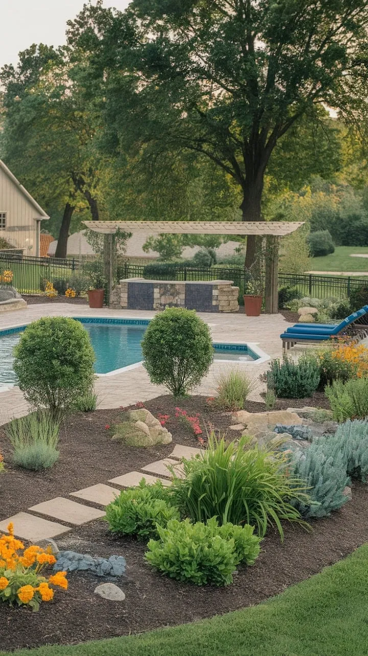 Experience the perfect blend of rustic charm and modern luxury in this serene farmhouse oasis, featuring a tranquil pool and beautifully landscaped surroundings.