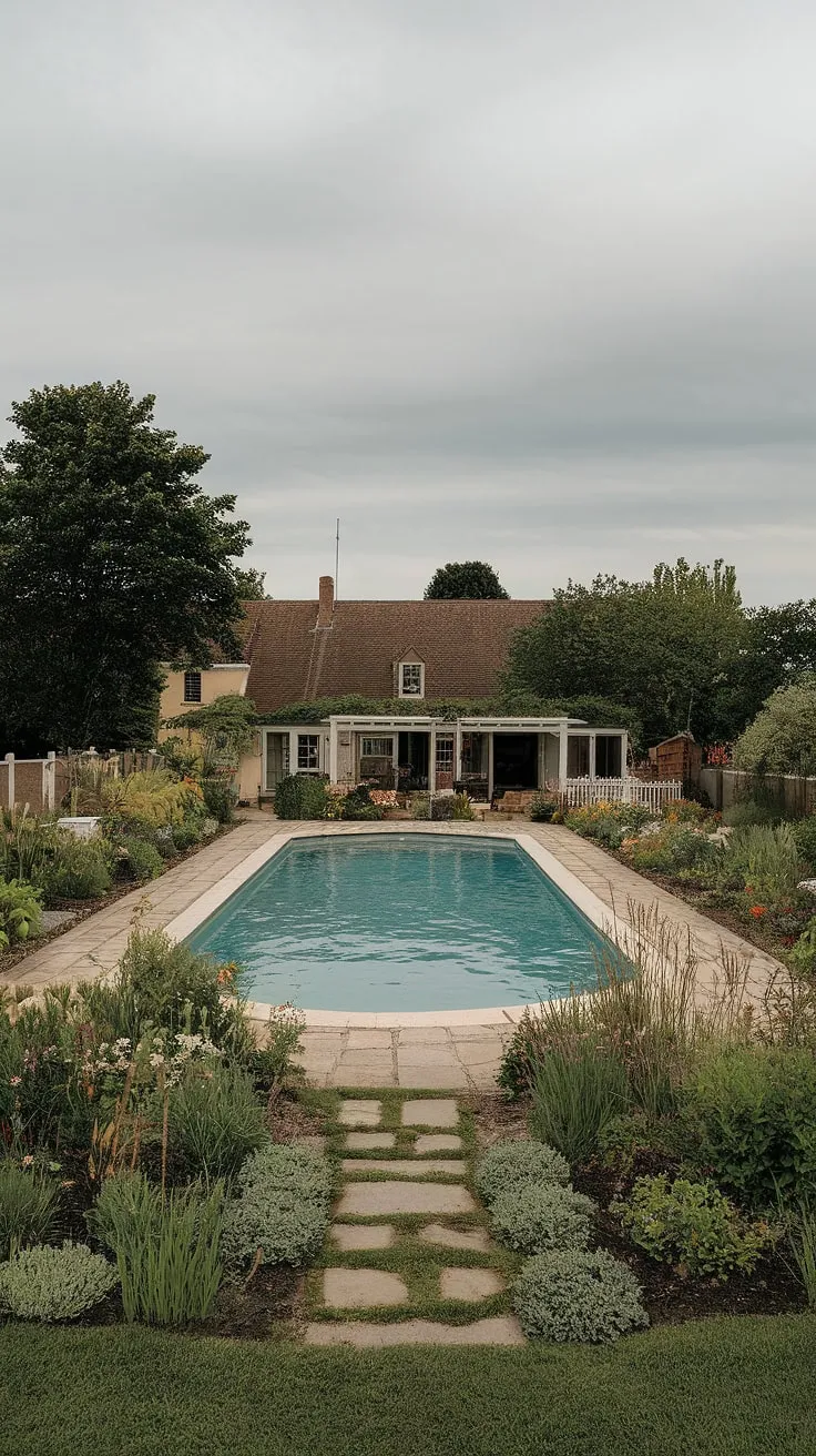 A tranquil escape where the rustic charm of the farmhouse meets the serenity of a private poolside oasis. The lush garden, stone patio, and shaded pergola create the perfect setting for relaxation and rejuvenation. A dream come true.