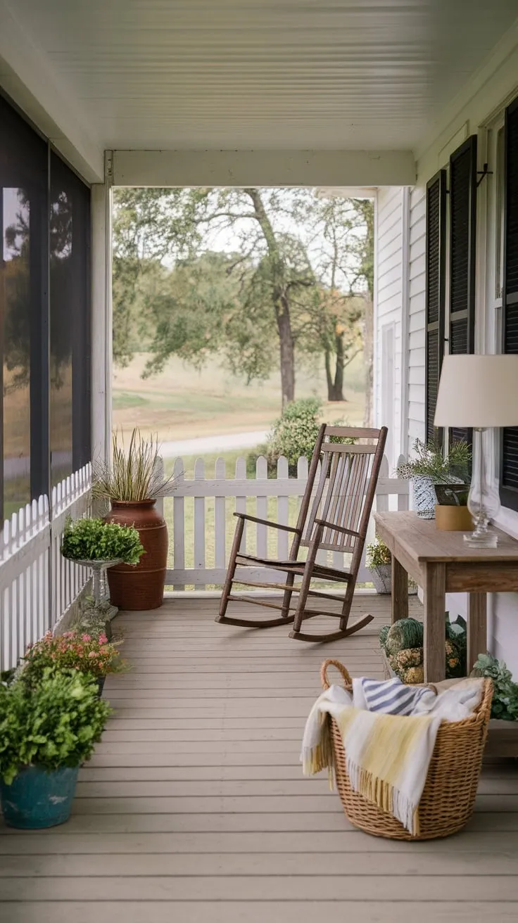Cozy Farmhouse Porch: Rustic Touches for a Serene Escape