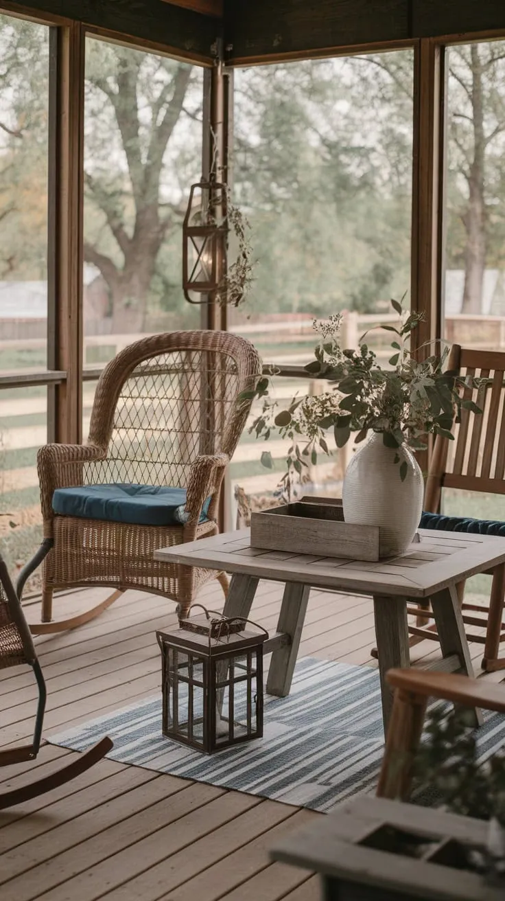 Cozy Farmhouse Porch with Rustic Touches