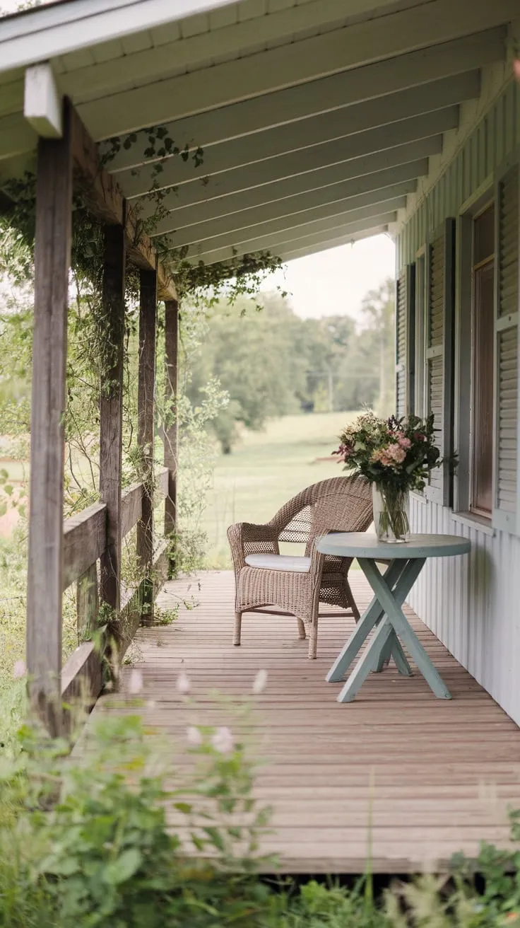 Rustic Serenity on a Farmhouse Porch
