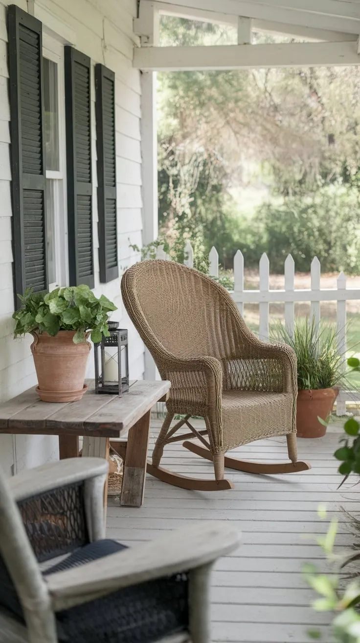 Charming Farmhouse Porch with Rustic Touches