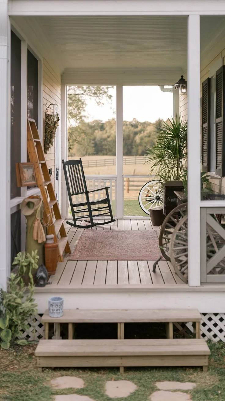 Charming Farmhouse Porch Decor with Rustic Touches