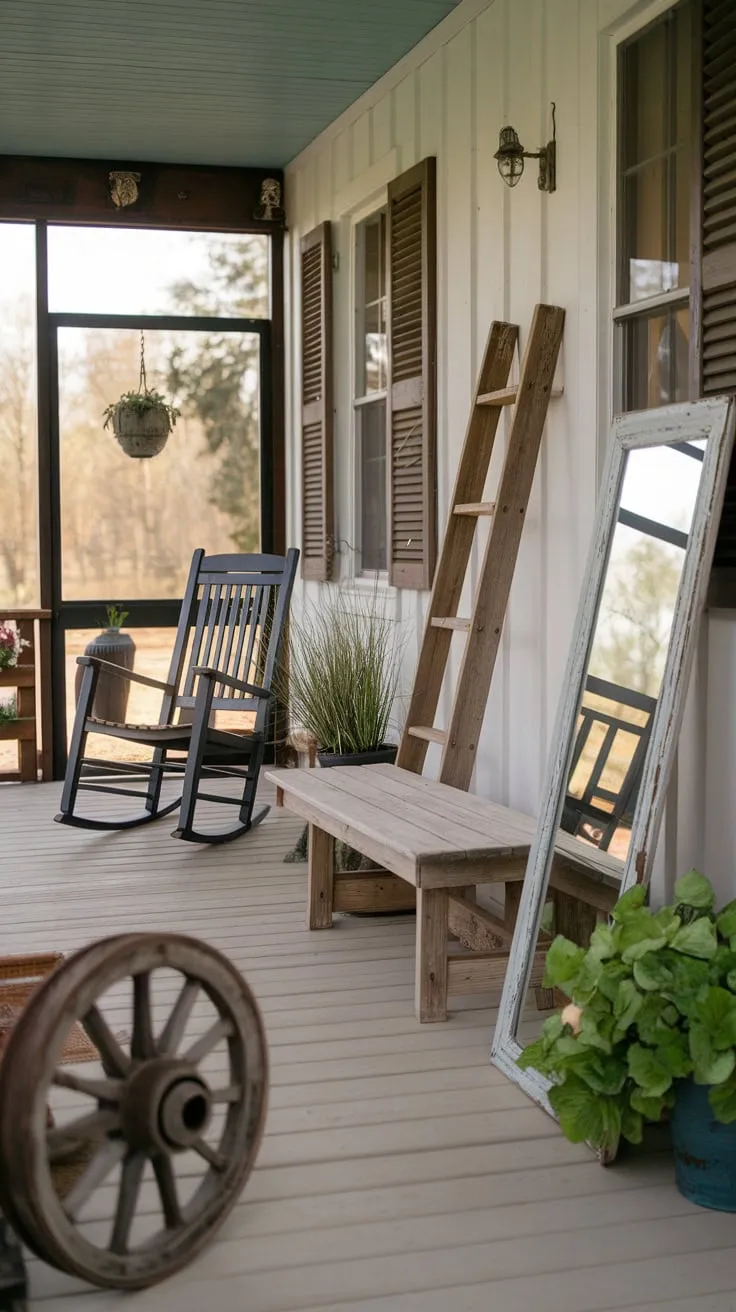 Cozy Farmhouse Porch with Rustic Touches