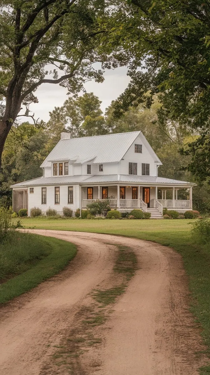 This stunning farmhouse ranch seamlessly combines vintage charm with modern luxury, nestled on expansive acreage along a tranquil country road.