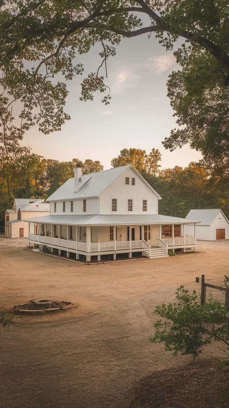 A timeless sanctuary. This newly constructed farmhouse effortlessly blends modern comforts with vintage charm. The expansive property, complete with outbuildings and surrounded by nature, offers a peaceful retreat from the everyday. A true testament to thoughtful design and craftsmanship.