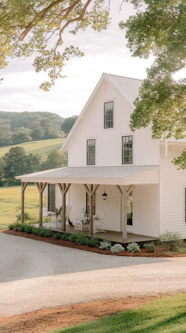This new build farmhouse effortlessly blends modern comfort with timeless charm. The expansive wrap-around porch, exposed wooden beams, and serene countryside setting create a haven of peace and tranquility. A perfect blend of rustic elegance and modern living, this home offers the best of both worlds. A dream realized.
