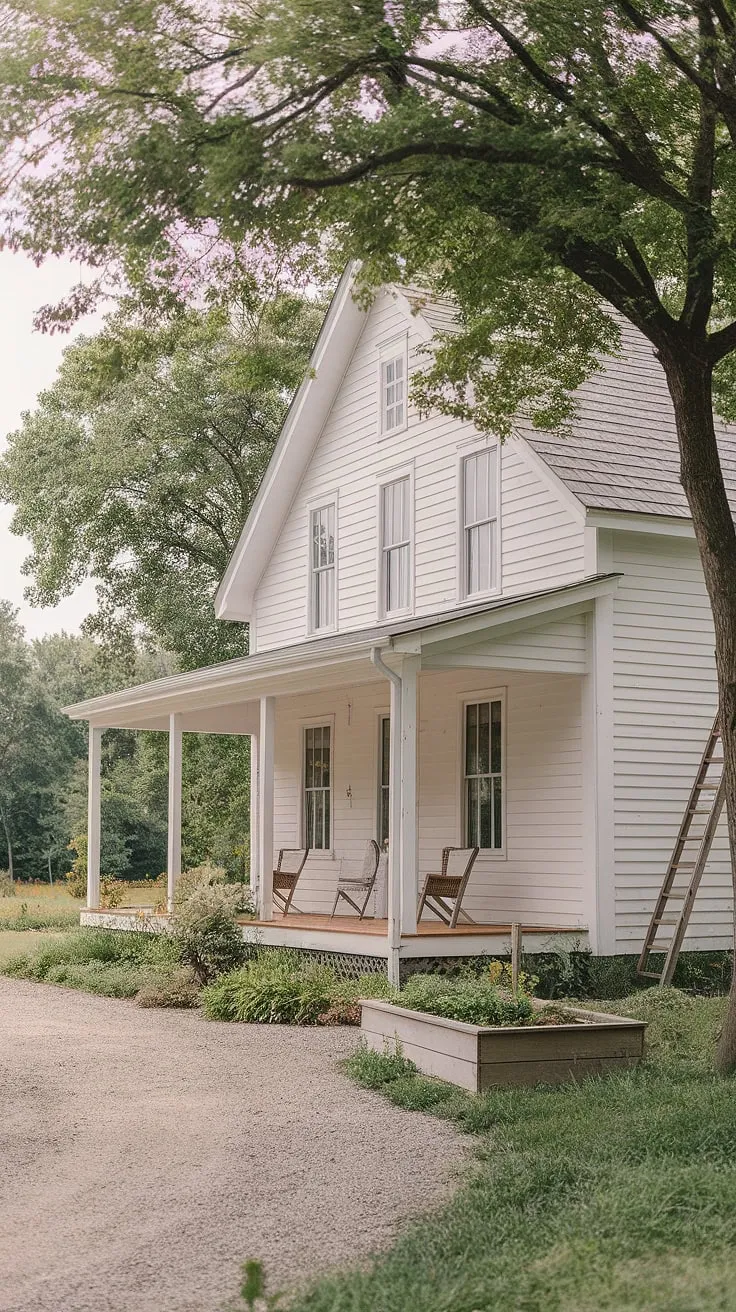 A timeless blend of old and new, this farmhouse whispers stories of quiet evenings and sun-drenched afternoons. The whitewashed exterior, the inviting porch, and the surrounding landscape create a sanctuary of peace and tranquility, a place where the rhythm of life slows down and the beauty of nature unfolds. A perfect escape from the everyday.