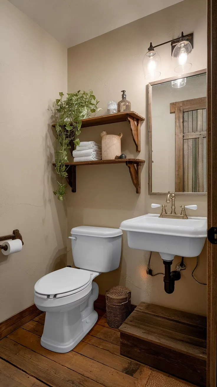 Escape to tranquility in this farmhouse bathroom. The farmhouse bathroom decor, complete with rustic bathroom decor, showcases the beauty of a simple yet stylish bathroom remodel. This farmhouse restroom is a testament to the power of diy farmhouse decor.