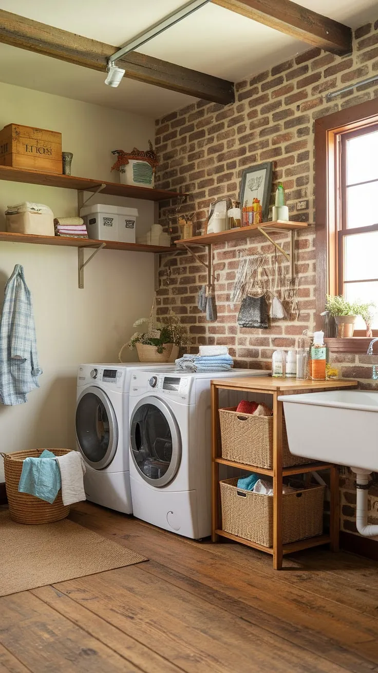 This garage mudroom entryway is the ultimate garage drop zone, seamlessly blending function and style.  The built-in bench offers a comfy spot to kick off shoes, while the overhead shelf and wall hooks provide ample garage storage inspiration for keeping everything organized.  A perfect example of garage organizing at its finest.