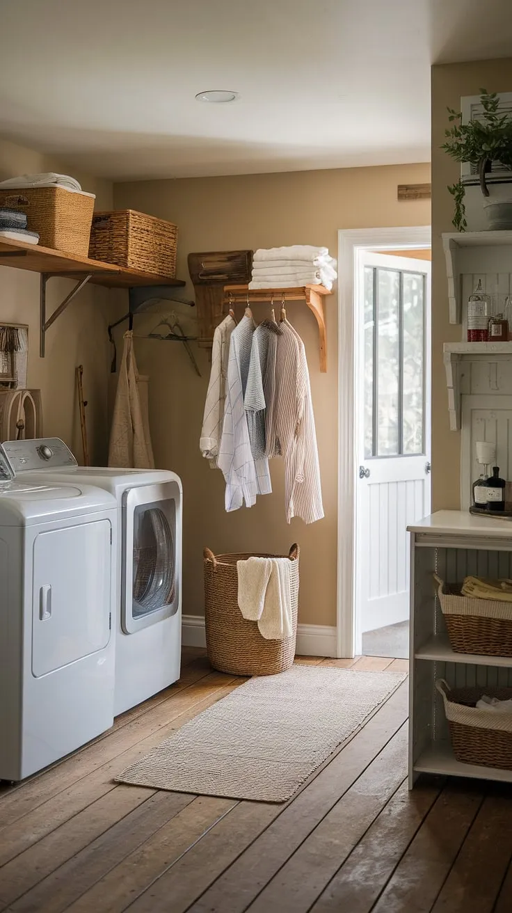 This bright and airy garage mudroom entryway is the ultimate garage drop zone, offering seamless garage storage inspiration.  The built-in bench with cubbies, coat rack, and ample hooks provide effortless garage organizing solutions, transforming this mudroom garage into a functional and stylish space.