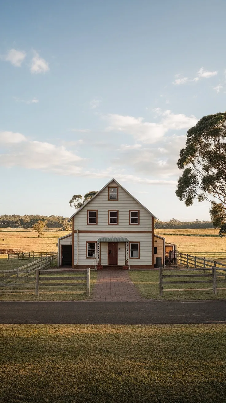 A weathered farmhouse stands sentinel over the sprawling Australian plains, its wooden walls whispering tales of generations past. The paved path, a promise of welcome, leads to a life lived simply, yet richly, under a vast, clear sky. A testament to enduring resilience, it's a scene of quiet beauty and timeless charm. A true reflection of the Australian spirit.