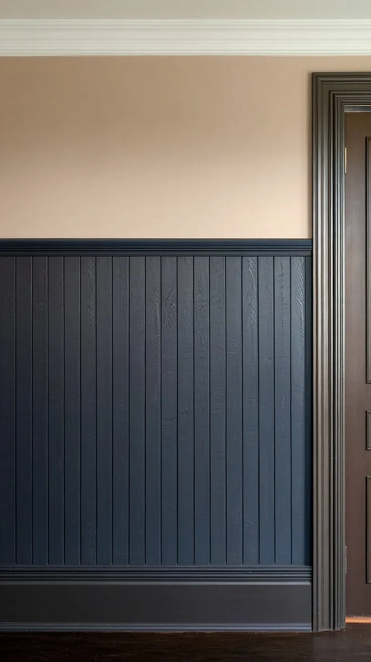 This living room wainscoting ideas showcases the elegance of a dark wainscoting accent wall.  Achieve this look with our easy wainscoting DIY tutorial, featuring faux wainscoting that's both budget-friendly and impactful.  The painted wainscoting ideas are endless, making this a versatile choice for wainscoting walls in any room, from bedrooms to living rooms.  Explore more dark wainscoting ideas and easy wainscoting options to create your dream space.  This project is a testament to the transformative power of diy wainscoting ideas.