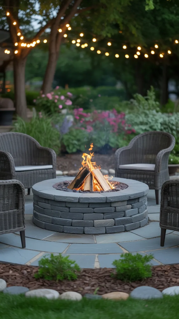 Twilight Retreat Around a Stone Fire Pit