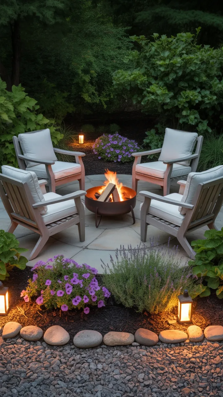 Gather Round the Lavender-Lined Stone Fire Pit