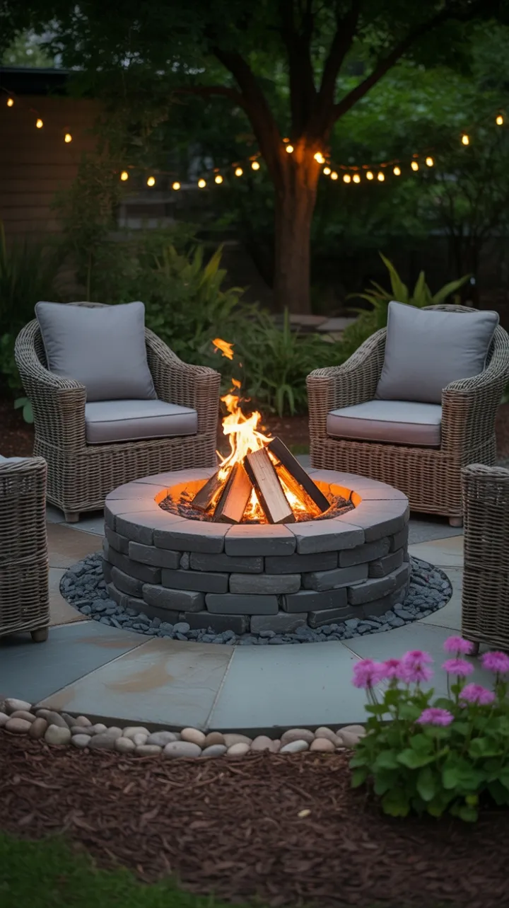Cozy Evenings by the Stone Fire Pit