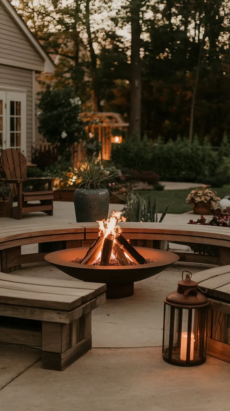 Cozy nights and crackling flames await. This fire pit patio, a perfect blend of fire pit landscaping and romantic yard ideas, offers the ideal setting for unforgettable moments.  The outdoor fire pit designs, complete with fire pit seating ideas and thoughtful lighting around the fire pit, create a warm and inviting atmosphere.  Consider this inspiration for your own backyard landscaping ideas, featuring bonfire pits as stunning backyard fire features.