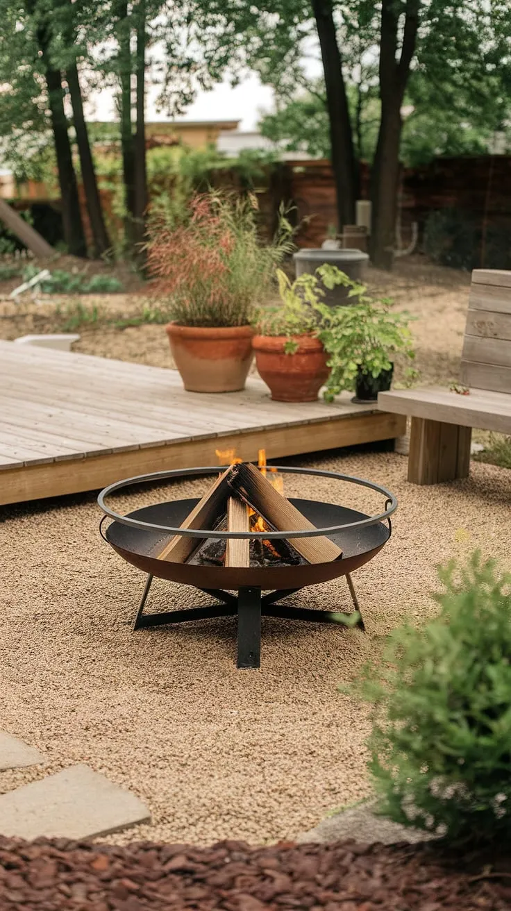 Cozy nights and crackling flames await around this fire pit patio.  The perfect blend of fire pit landscaping and outdoor fire pit designs, complete with fire pit seating ideas and romantic yard ideas, makes this firepit backyard a true escape.  Note the thoughtful lighting around the fire pit and the beautiful backyard landscaping ideas incorporated into this design.  Bonfire pits don't get much better than this.
