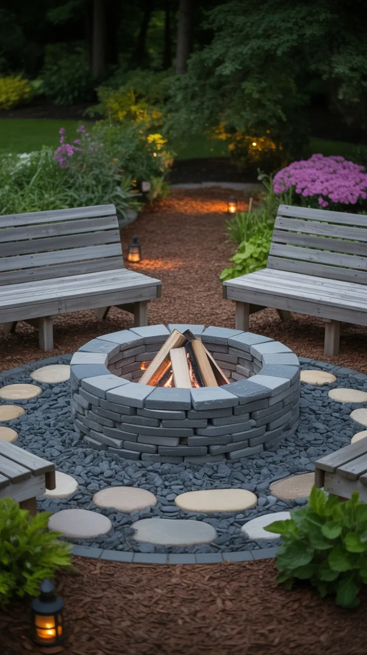 Lantern-Lit Stone Fire Pit Retreat