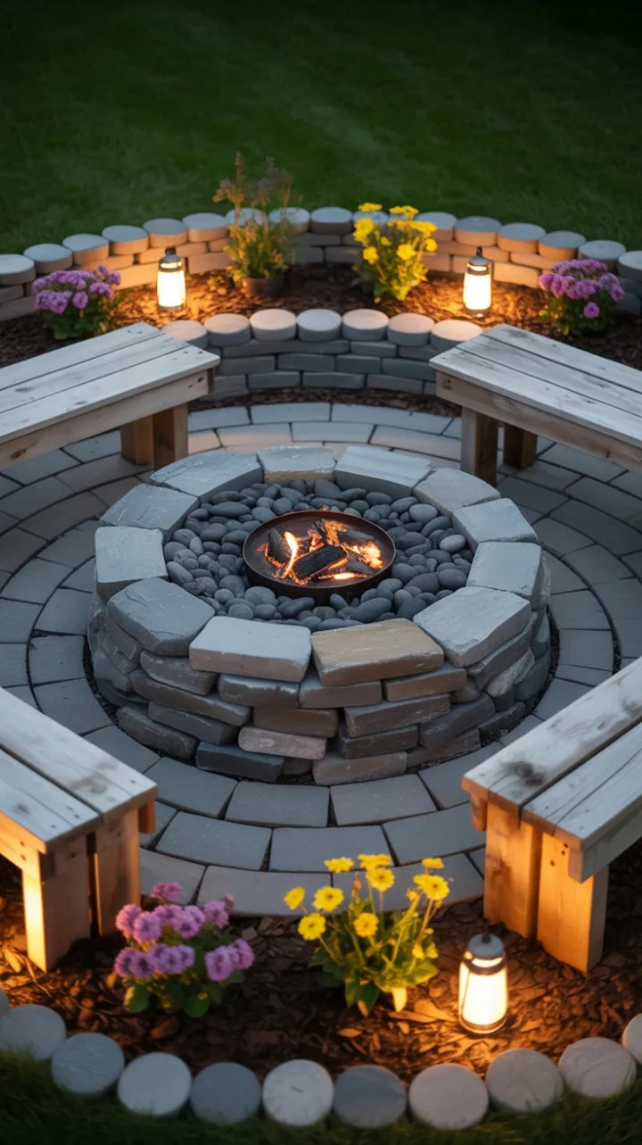 Lantern-Lit Stone Fire Circle Retreat