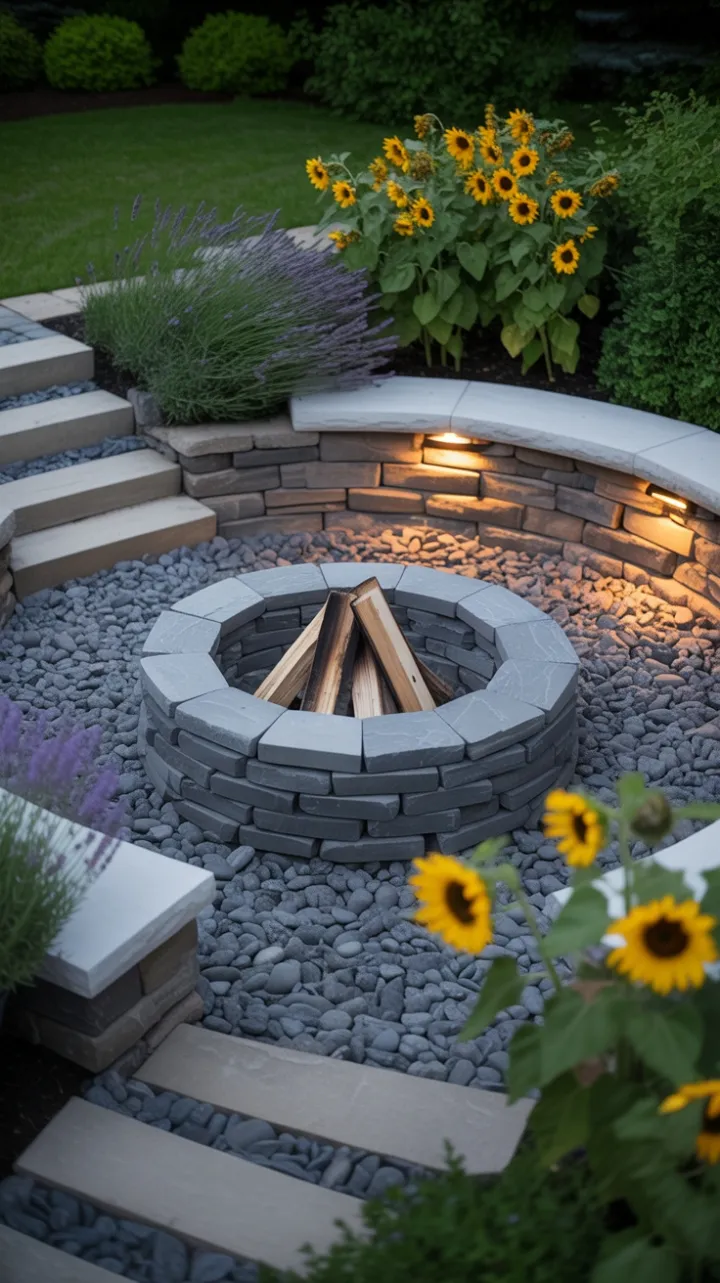 Stone Circle Retreat with Lavender and Sunflower Glow