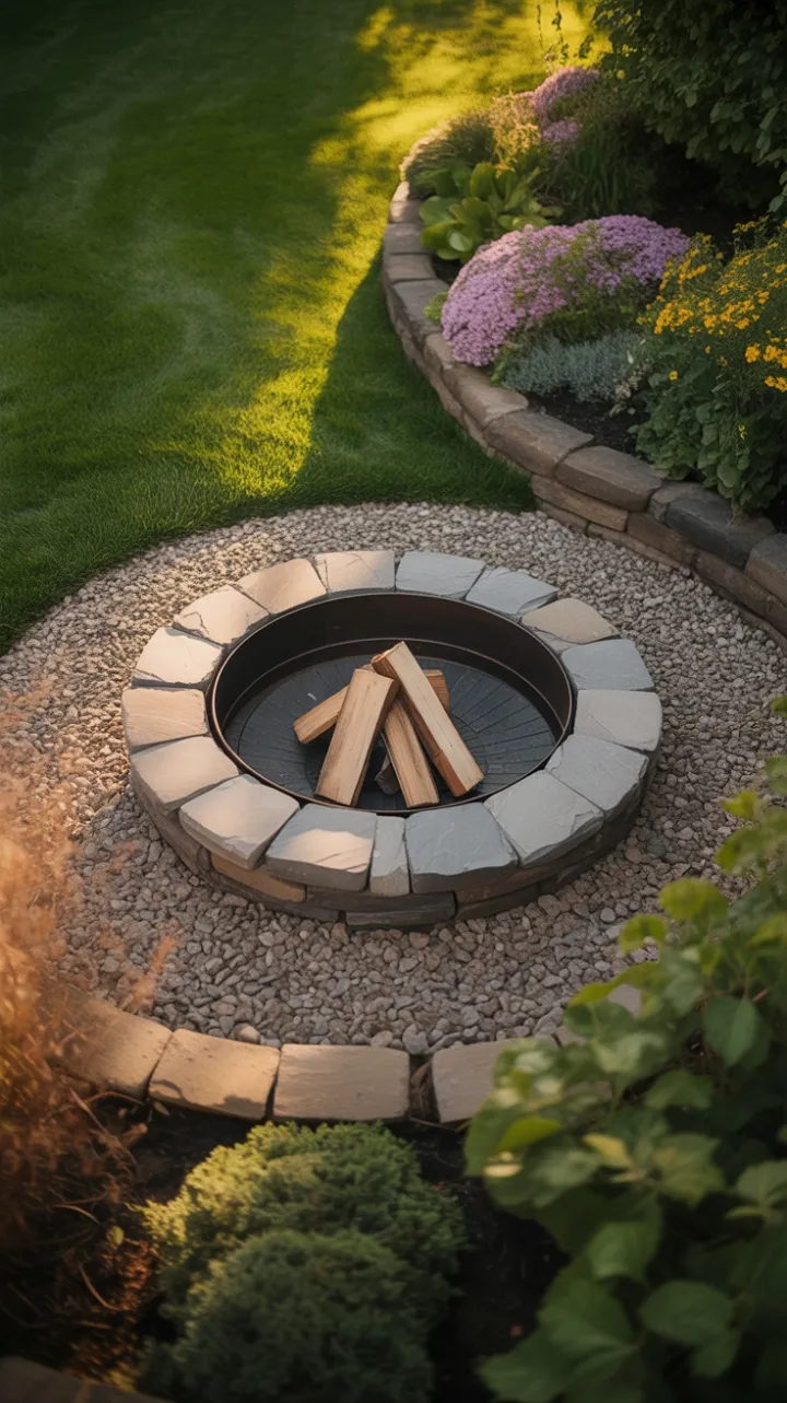 Golden-Hour Fire Pit in a Lavender-Laced Garden