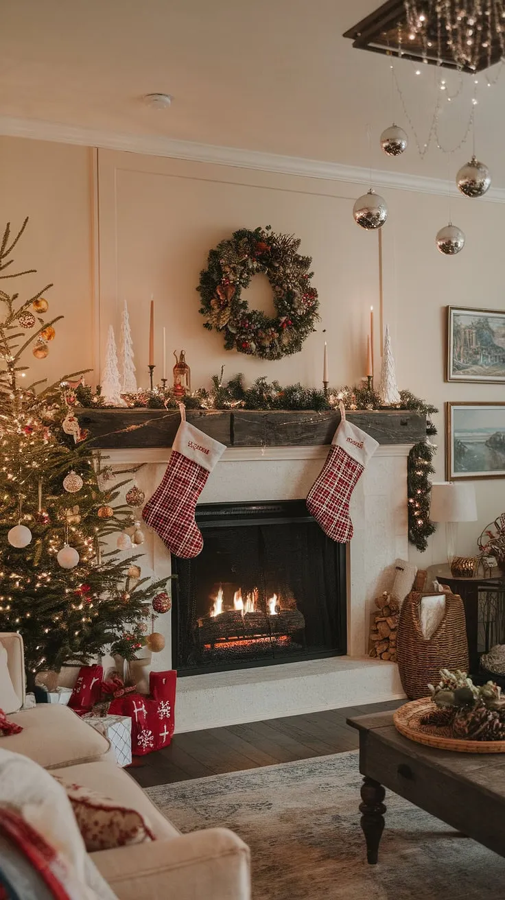 Gather 'round the warm glow of this fireplace backdrop, perfectly set for a Christmas backdrop photography session.  The joy decorations and twinkling Christmas fireplaces create the ultimate xmas backdrop, complete with festive Christmas decorations and a cozy atmosphere.
