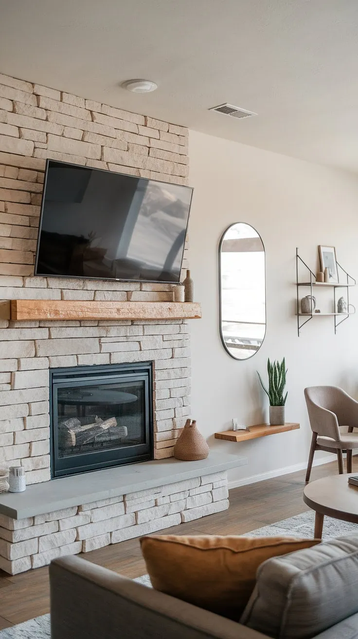 The stunning fireplace wall with TV is a testament to elegant design.  A wall-mounted TV above the fireplace effortlessly integrates technology with warmth, creating a sophisticated fireplace and TV combination.  This tv above fireplace setup offers the best of both worlds, showcasing inspiring tv over fireplace ideas.  The fireplace feature wall with TV is a showstopper, making this modern fireplace wall with tv the heart of the home.