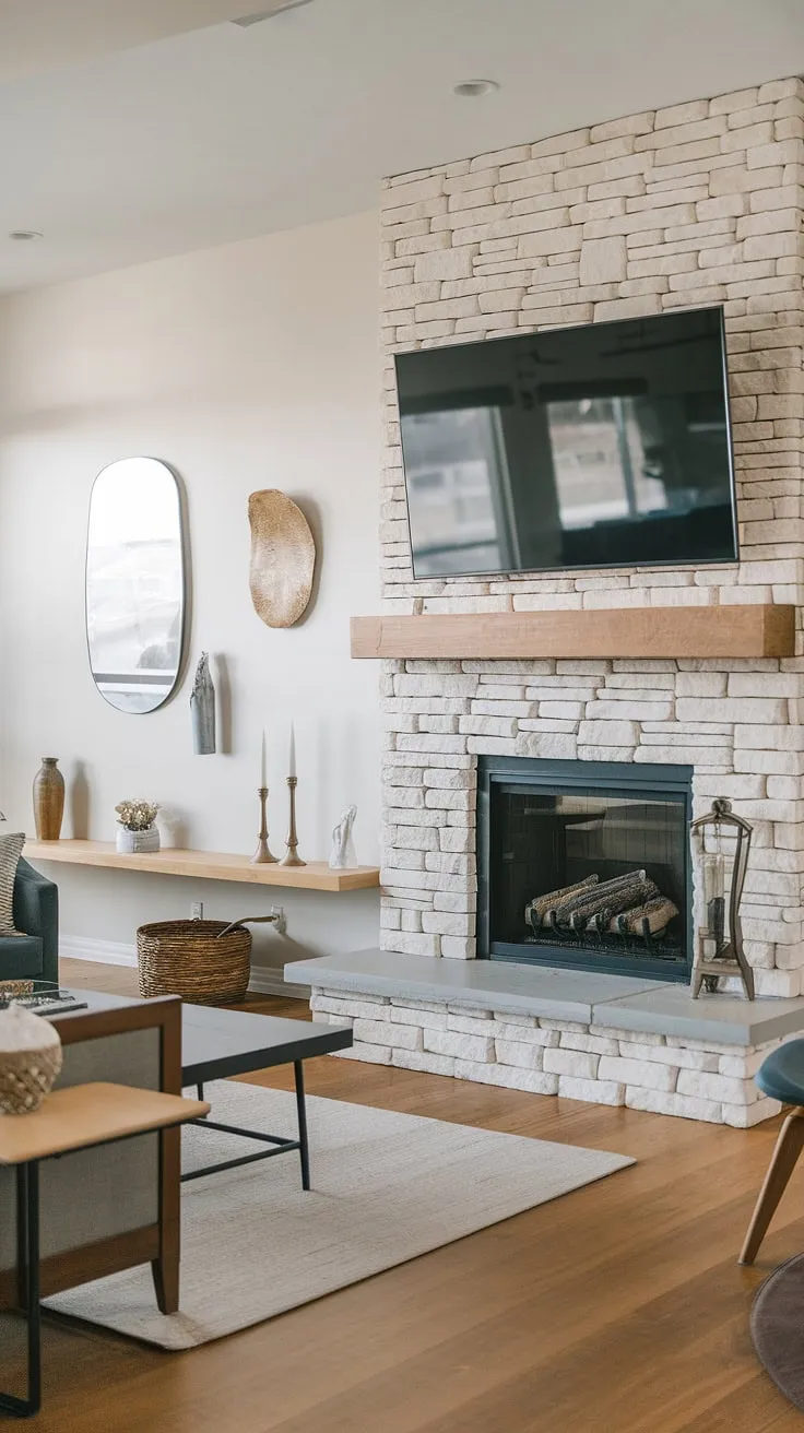 The wall-mounted TV fireplace is the heart of this living room, a testament to clever fireplace wall with tv design.  This fireplace and TV combination is a masterclass in functionality and beauty, offering inspiration for your own tv above fireplace ideas.  The modern fireplace wall with TV, featuring a fireplace feature wall with TV, is a showstopper, showcasing a sophisticated living room fireplace TV setup and thoughtful fireplace wall decor with TV.