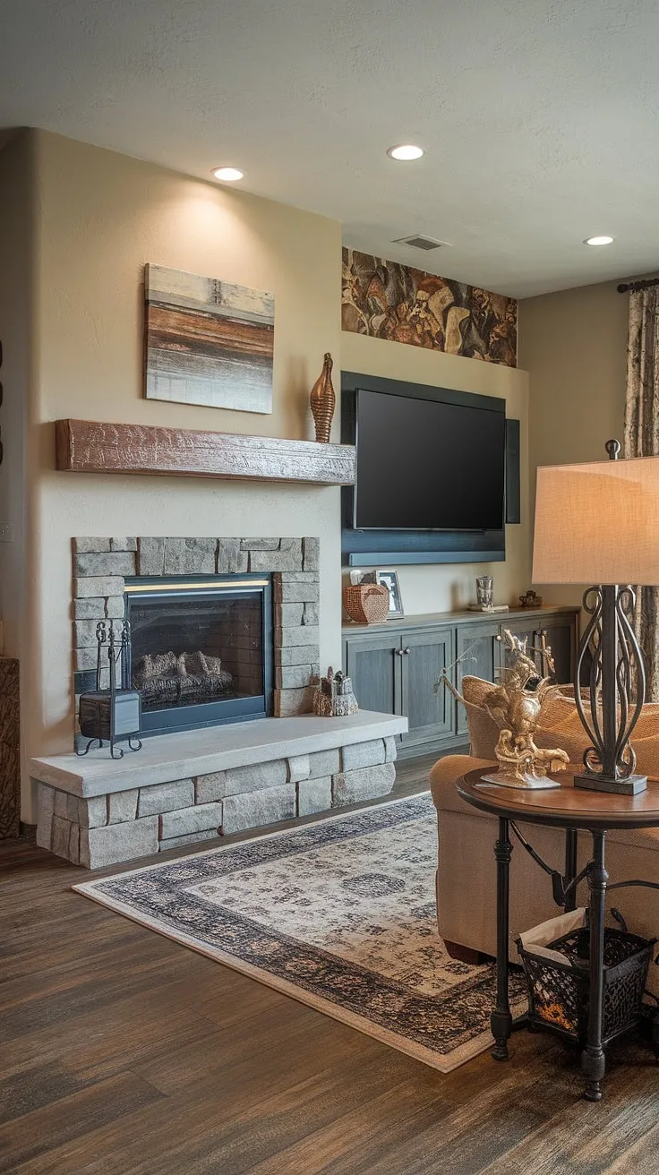This living room remodel showcases the perfect blend of comfort and style, featuring a stunning fireplace built-in as the focal point.  The fireplace tv wall creates a cozy atmosphere, while the living room decor fireplace, complete with a thoughtful fireplace makeover, offers endless fireplace ideas for your own home fireplace.