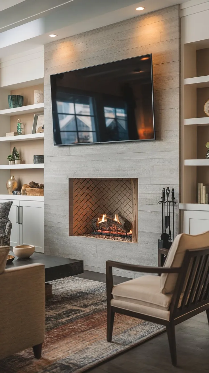 Fireplace ideas don't get much better than this!  A fireplace makeover doesn't have to be drastic; this living room fireplace showcases how a thoughtful fireplace TV wall and fireplace built-ins can transform a space.  The result? A cozy and stylish living room remodel that's both functional and beautiful.