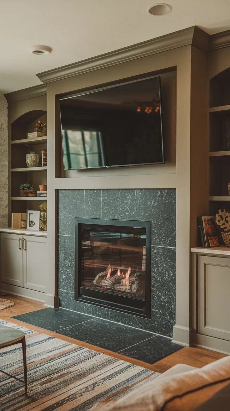 This olive green office walls create a calming and productive green home office. The thoughtful office space decor, including the best office plants and inspiring workspace decor, makes this work from home setup feel both functional and inviting.  Perfect green office ideas for a shared home office or a personal home workroom ideas.