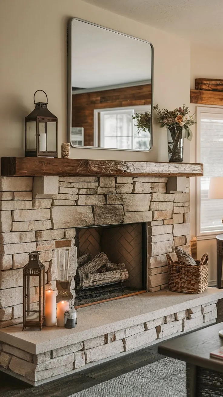 This living room fireplace decor is the perfect blend of rustic charm and modern elegance.  The fireplace built-ins, a key element of our living room remodel, create a focal point that elevates the entire space.  From fireplace ideas to the overall home fireplace design, this fireplace makeover is a testament to thoughtful living room decor in a once fireplaceless living room.