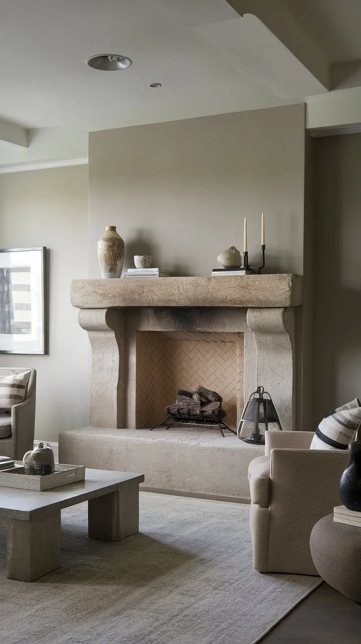 Transforming a fireplaceless living room into a cozy haven with this stunning fireplace built-in.  The living room remodel is complete, showcasing beautiful living room decor and fireplace ideas that perfectly blend rustic charm with modern comfort. This home fireplace is the heart of the space, and the living room fireplace decor, from the carefully chosen mantelpiece items to the plush rug, creates an inviting atmosphere.  A fireplace makeover doesn't get much better than this.