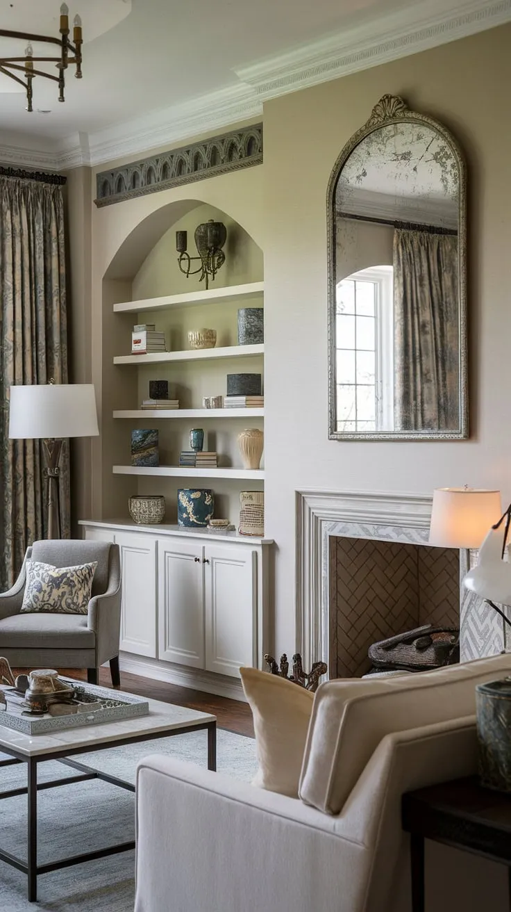 This stunning example of wall paneling showcases the beauty of half wall wainscoting.  The exquisite wall trim, including the top and bottom wall molding, perfectly complements the wainscoting panels, creating a timeless and visually appealing feature wall.