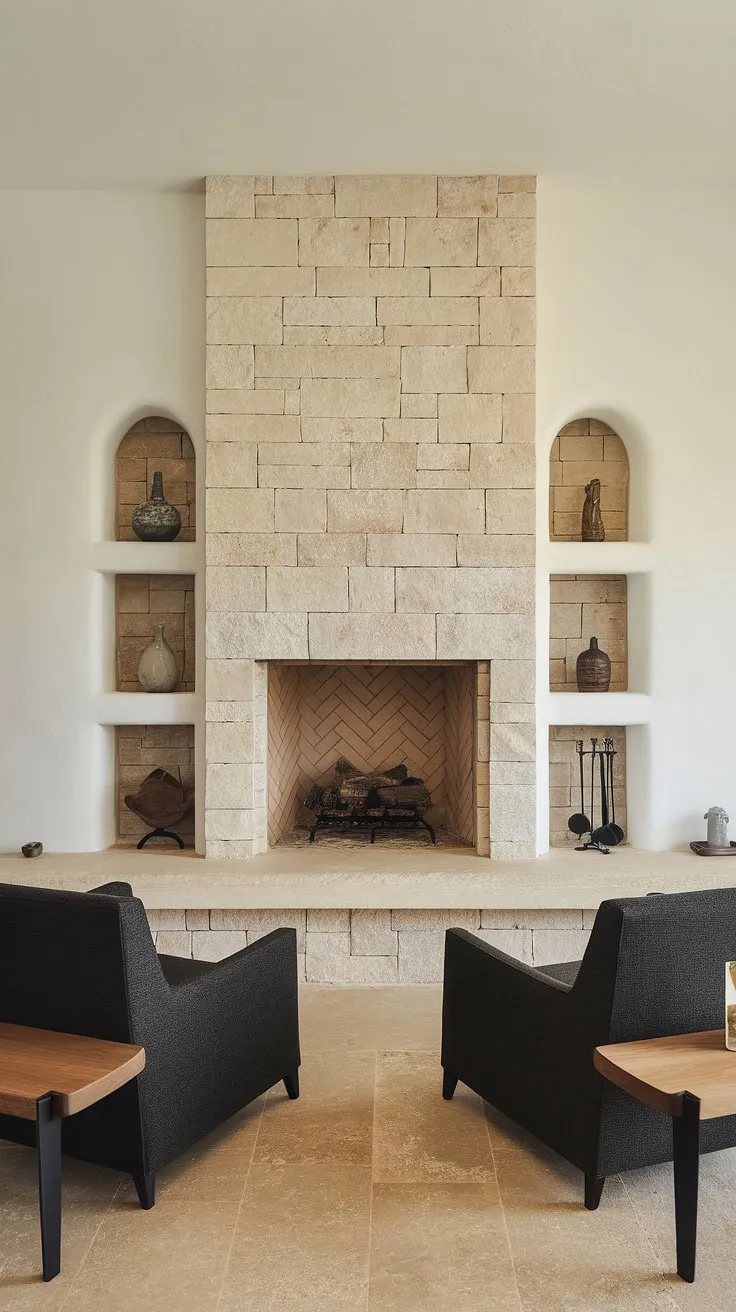 Transforming a fireplaceless living room into a cozy haven with this fireplace remodel.  The elegant stone fireplace built-ins are the focal point of this living room decor, offering inspiration for your own fireplace ideas.  This living room fireplace decor is a testament to the power of a home fireplace, showcasing a stunning fireplace makeover.  Consider this for your next living room remodel.
