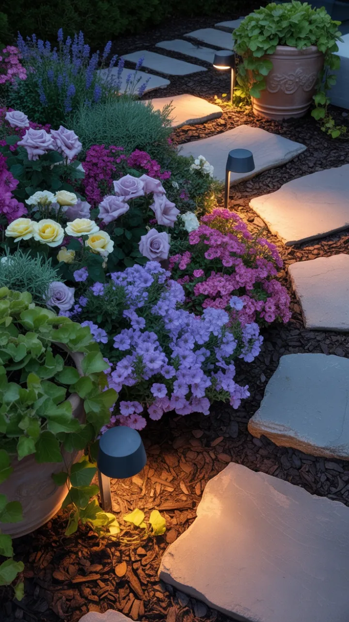 Golden Afternoon in a Lavender and Rose Garden