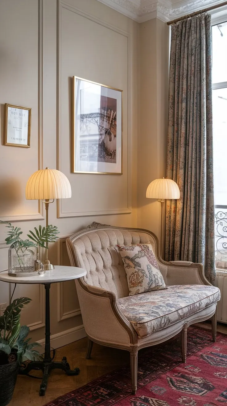 Elegant Parisian apartment design maximizes small space with vintage charm and cozy aesthetics