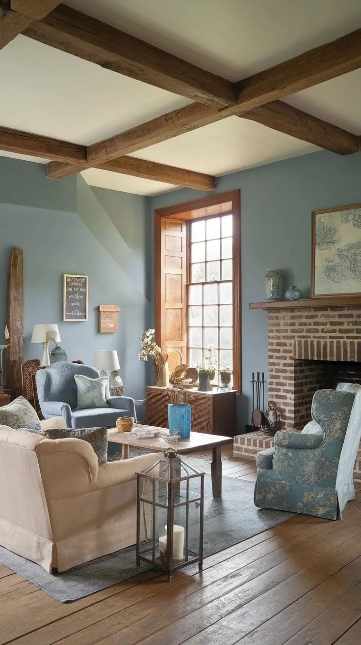 This French country cottage's living room is a testament to cottage country decor done right.  The vintage French country living room showcases charming details and creates a space perfect for relaxation, offering inspiring country lounge room ideas for your own home.