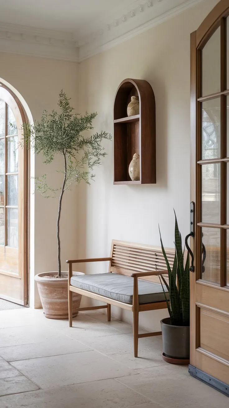 This French country entryway effortlessly combines country style elements with modern French farmhouse decor, resulting in a sophisticated and inviting entrance to any home.